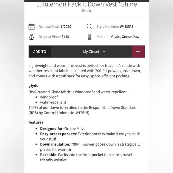 Lululemon Pack It Down Vest in black shine - Picture 16 of 16